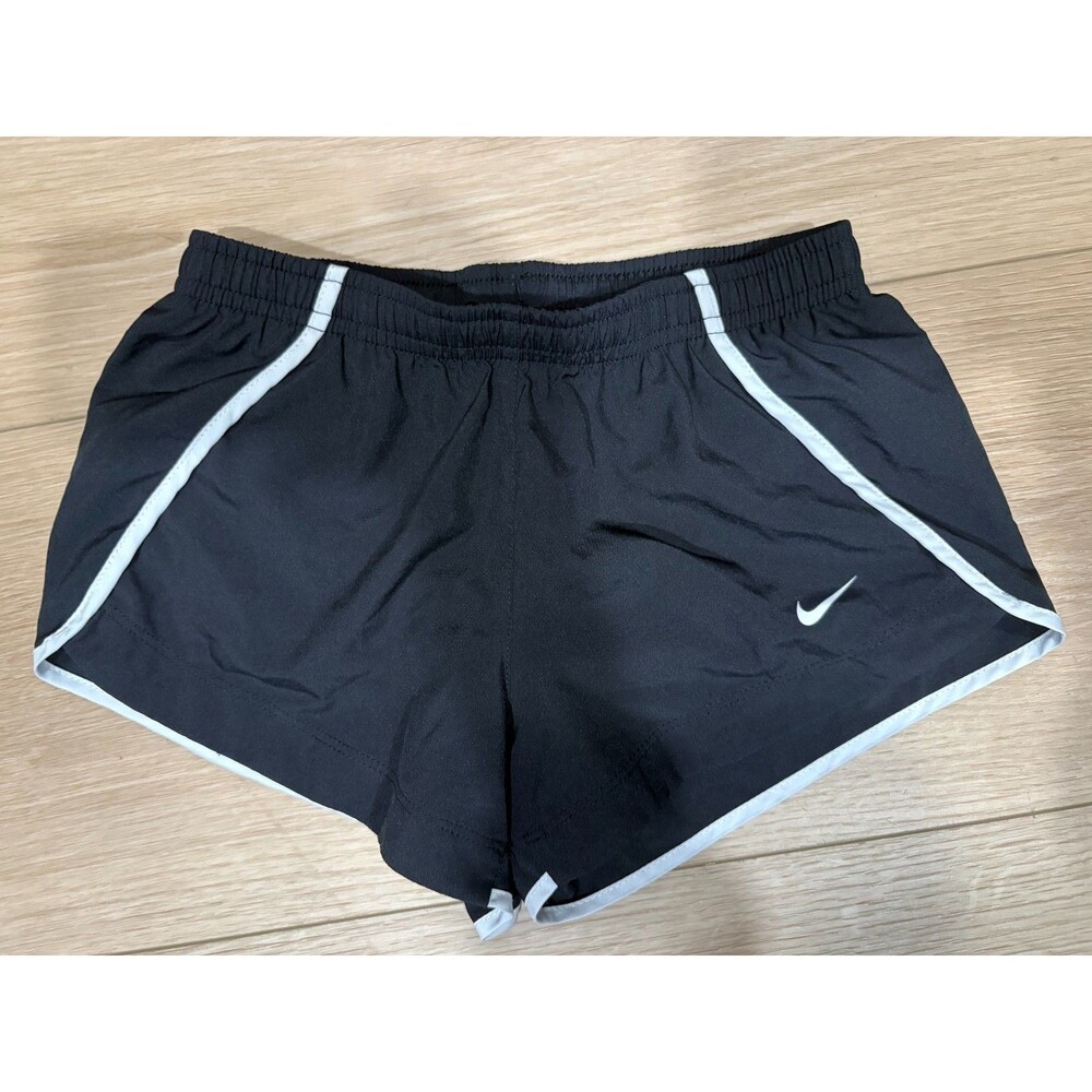 Nike Dri-FIT Running Shorts Girls Size S Black White Trim Mesh Athletic